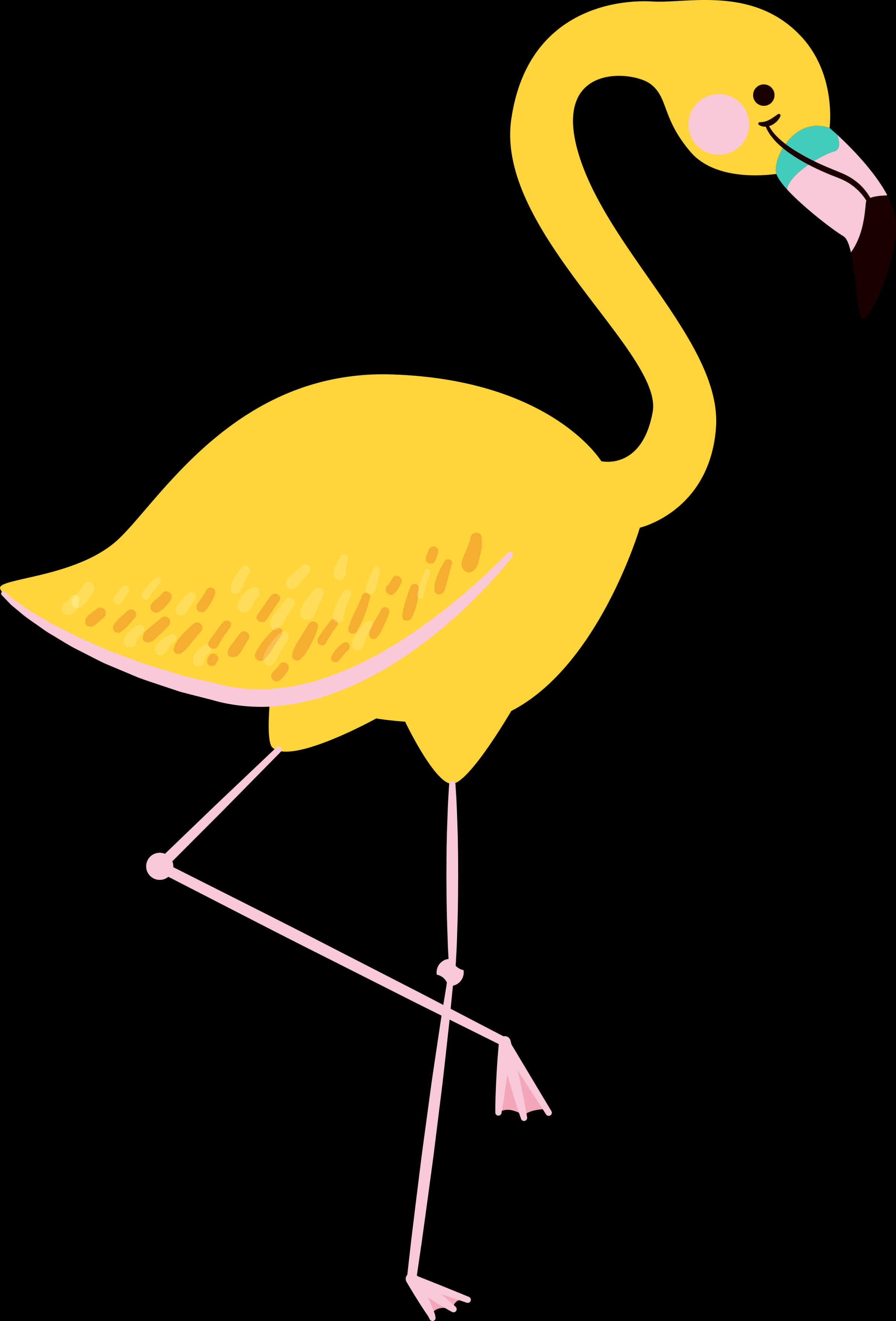 Stylized Yellow Flamingo Illustration