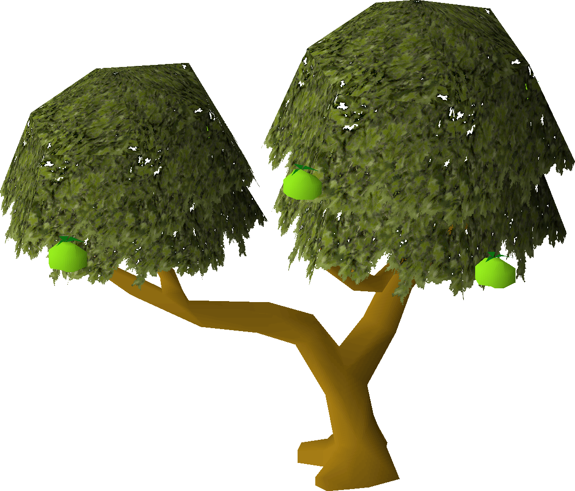 Stylized3 D Trees With Green Apples