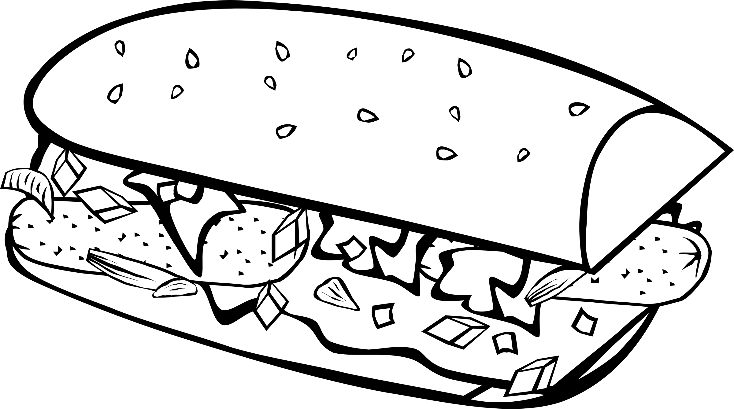 Sub Sandwich Line Art