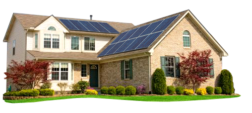 Suburban Housewith Solar Panels