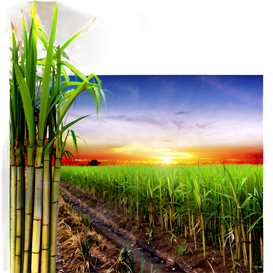 Sugarcane Field At Sunset Png Uai84