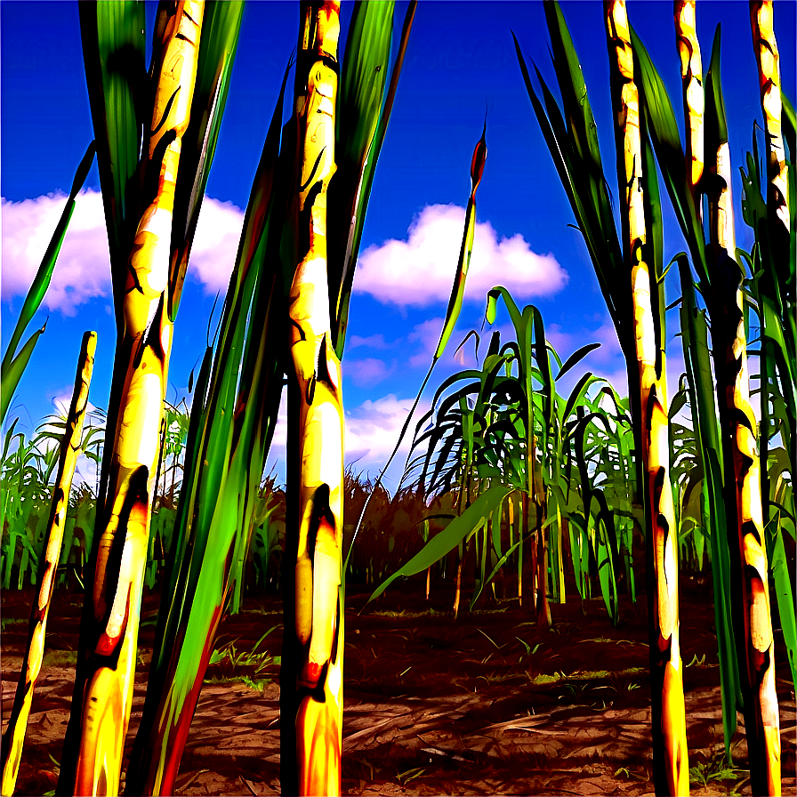 Sugarcanes In Sunny Field Png Dtx81