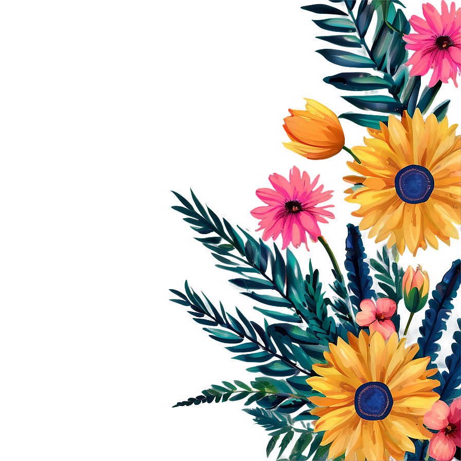 Summer Boho Flowers Png Pbx34