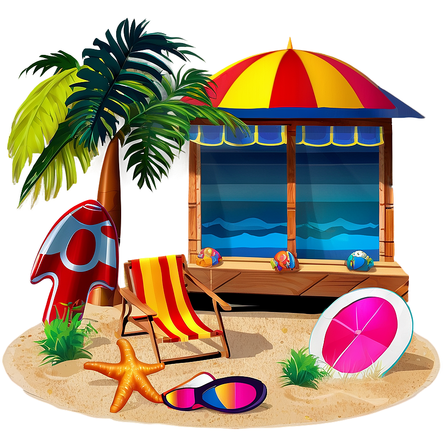 Summer Vibes Beach Scene Png 5