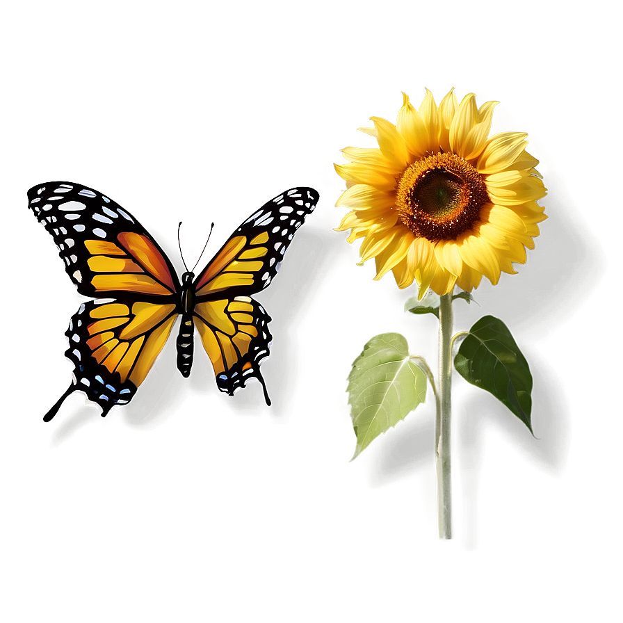 Sunflower And Butterfly Png 05252024