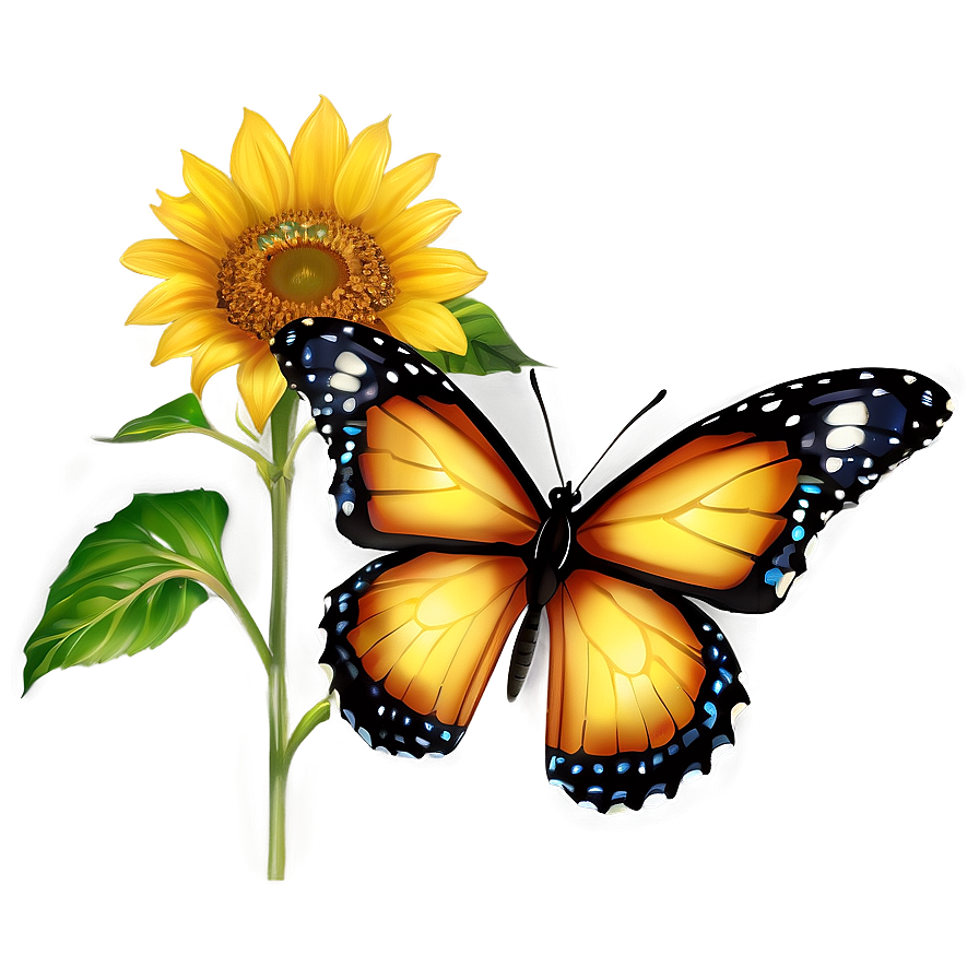 Sunflower And Butterfly Png 05252024