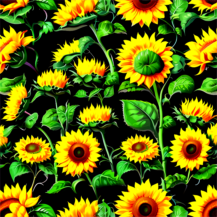 Sunflower Pattern Seamless Png 90