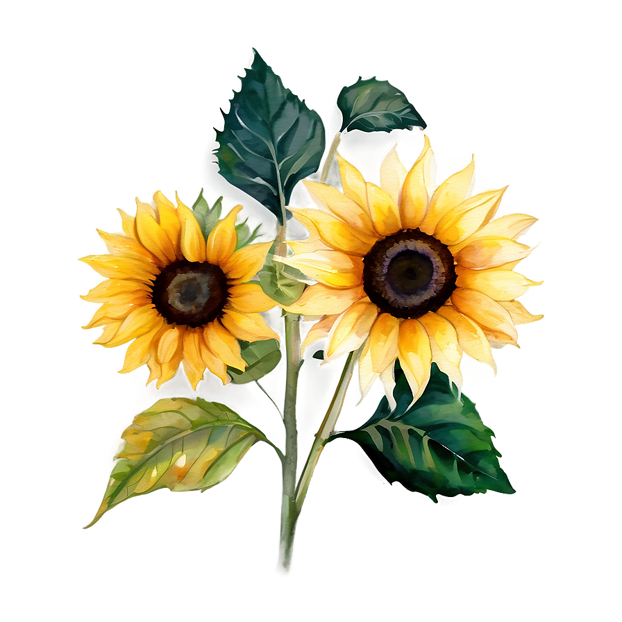 Sunflower Watercolor Presentation Slide Png Grl51