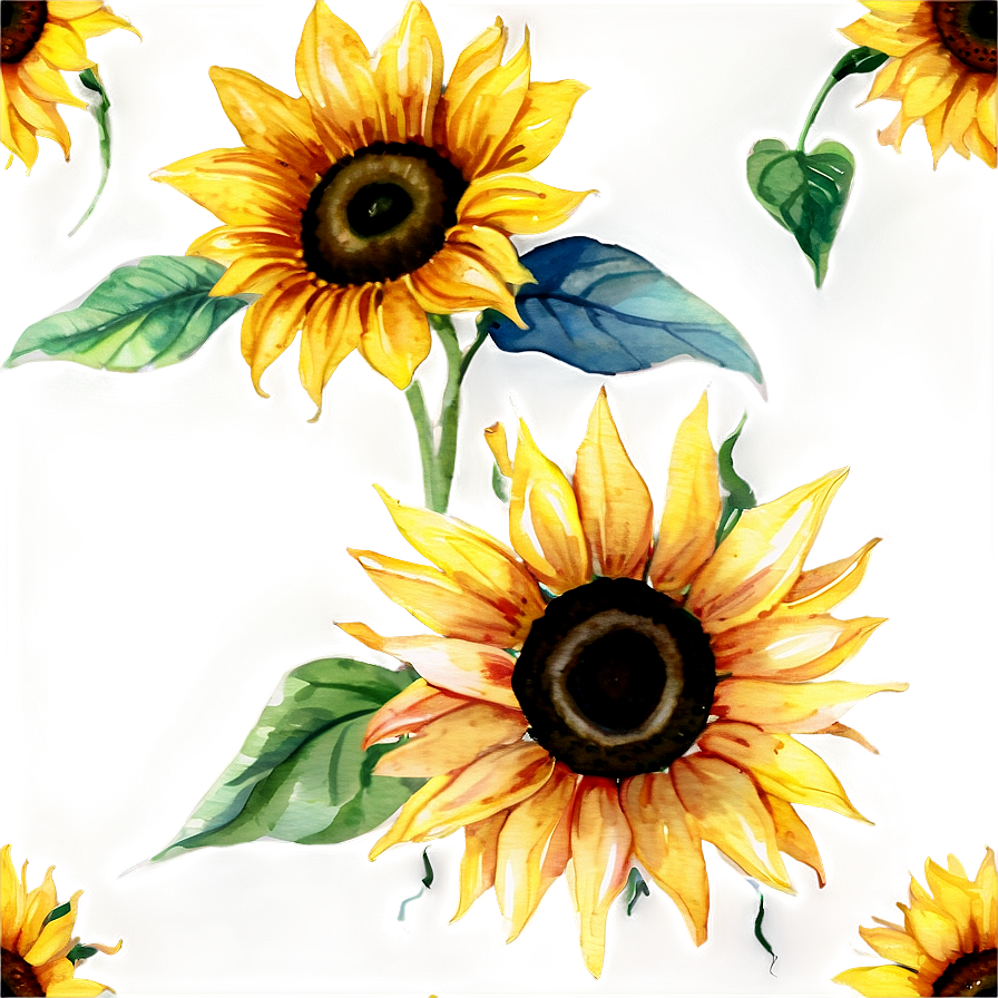 Sunflower Watercolor Seamless Pattern Png Hbb