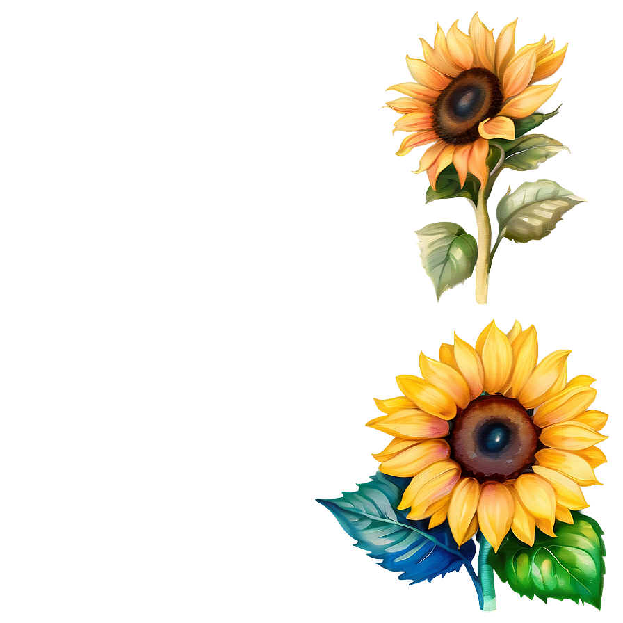 Sunflower Watercolor Tattoo Design Png 65