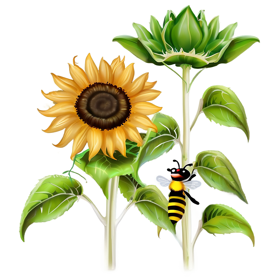 Sunflower With Bee Hive Png 05252024