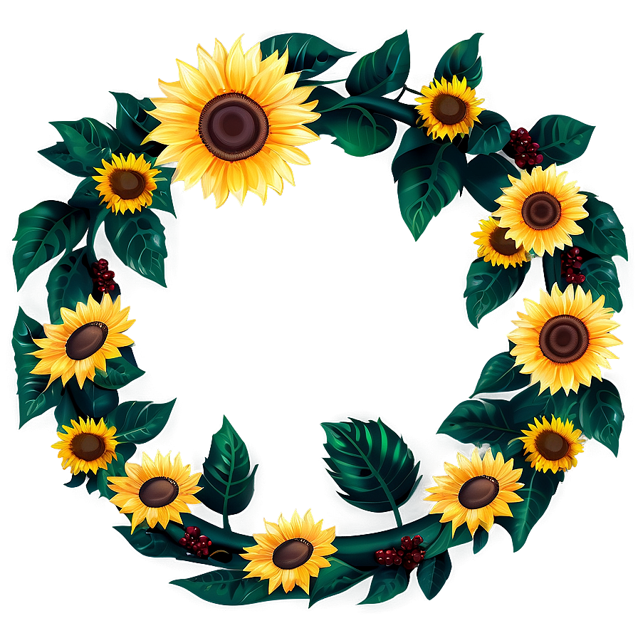 Sunflower Wreath Decoration Png Rbn