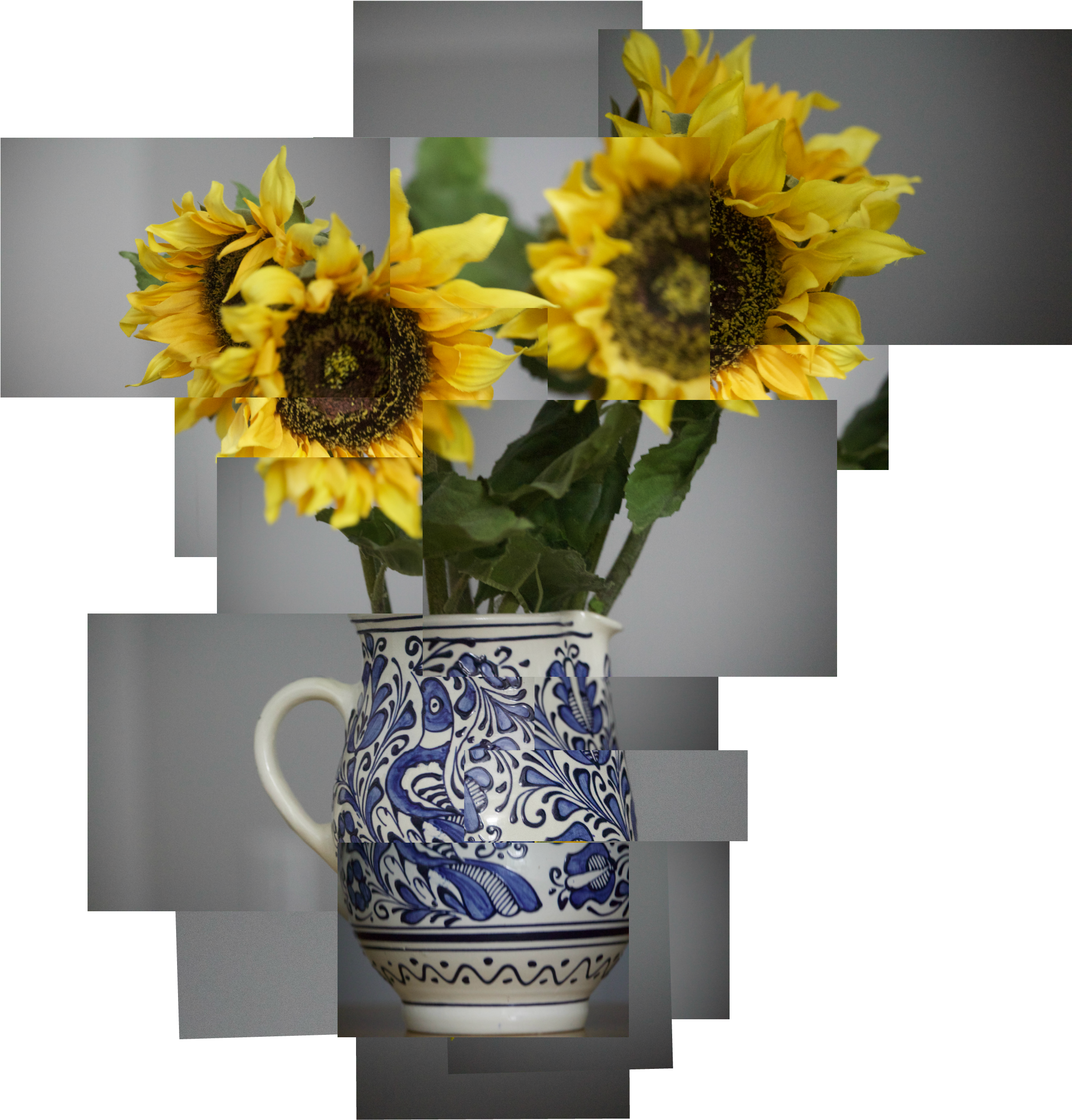 Sunflowersin Blueand White Vase