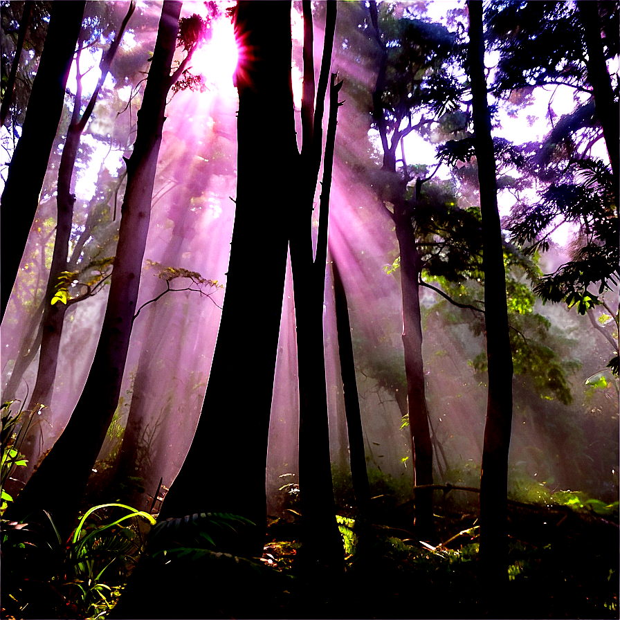 Sunrays In Misty Forest Png 47