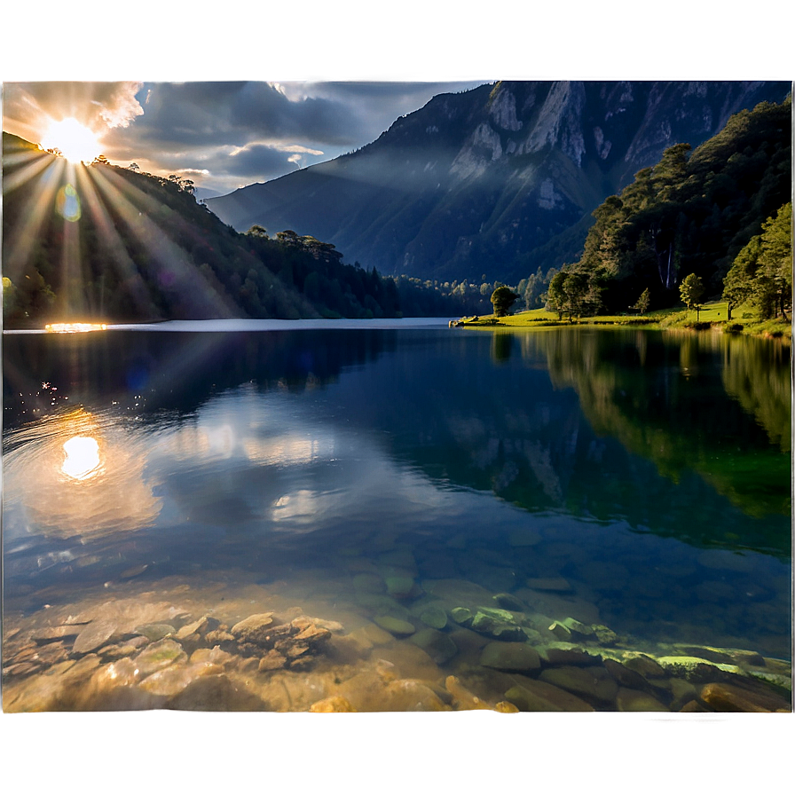 Sunrays Over A Peaceful Lake Png 13