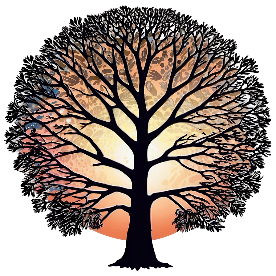 Sunrise Tree Outline Png 58