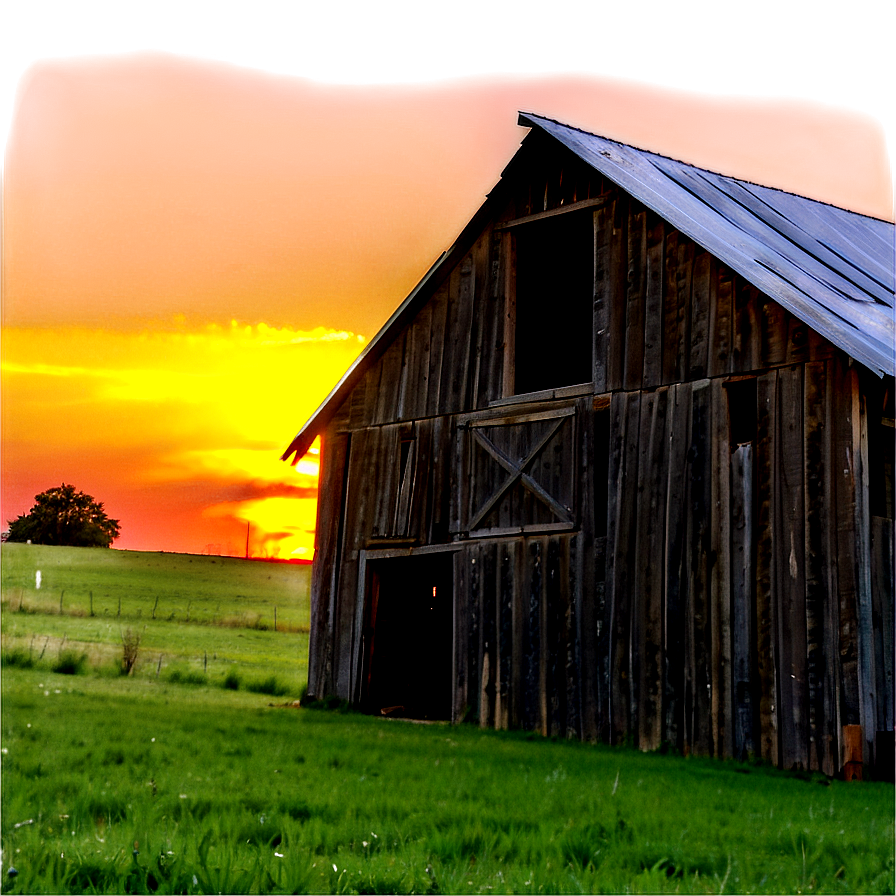 Sunset And The Old Barn Png Uey