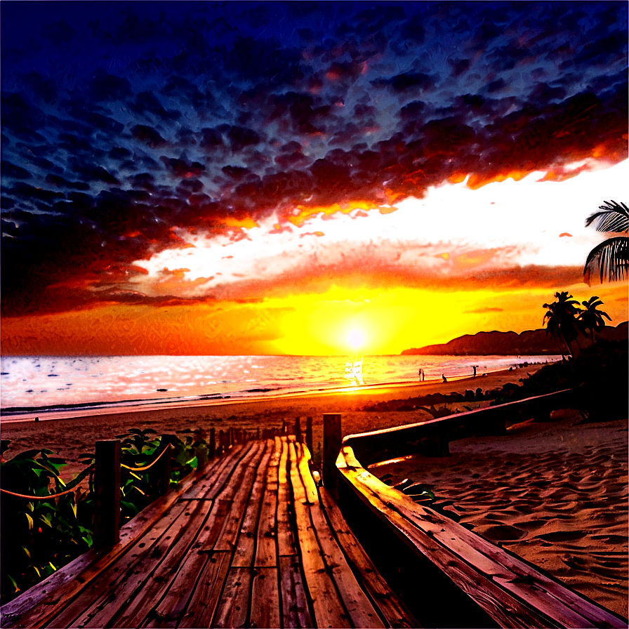 Sunset Beach Walkway Png Yxu57