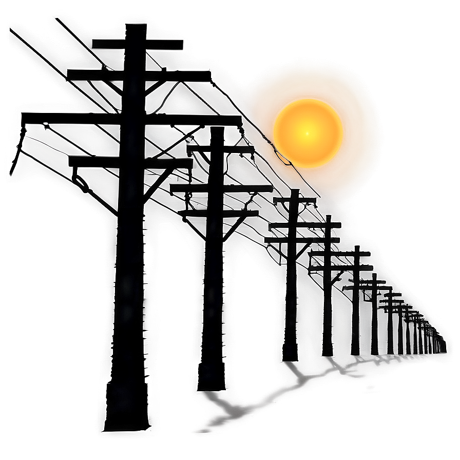 Sunset Behind Power Lines Png Sdg