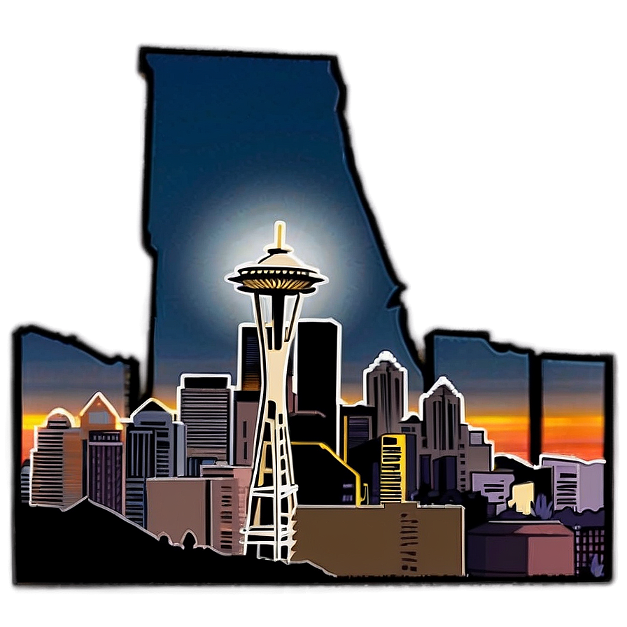 Sunset Over Seattle Skyline Png Aww51