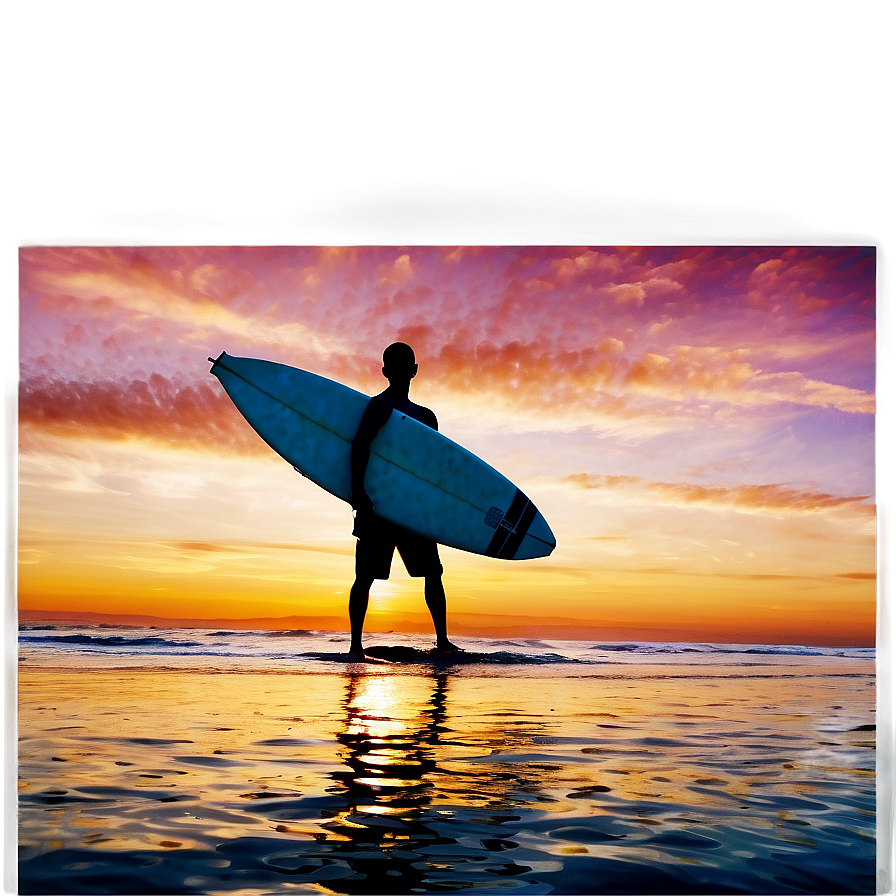 Sunset Surfer Silhouette Png Hxw