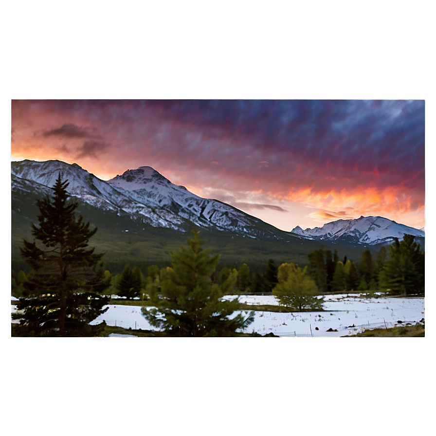 Sunset With Snow Mountains Png 65