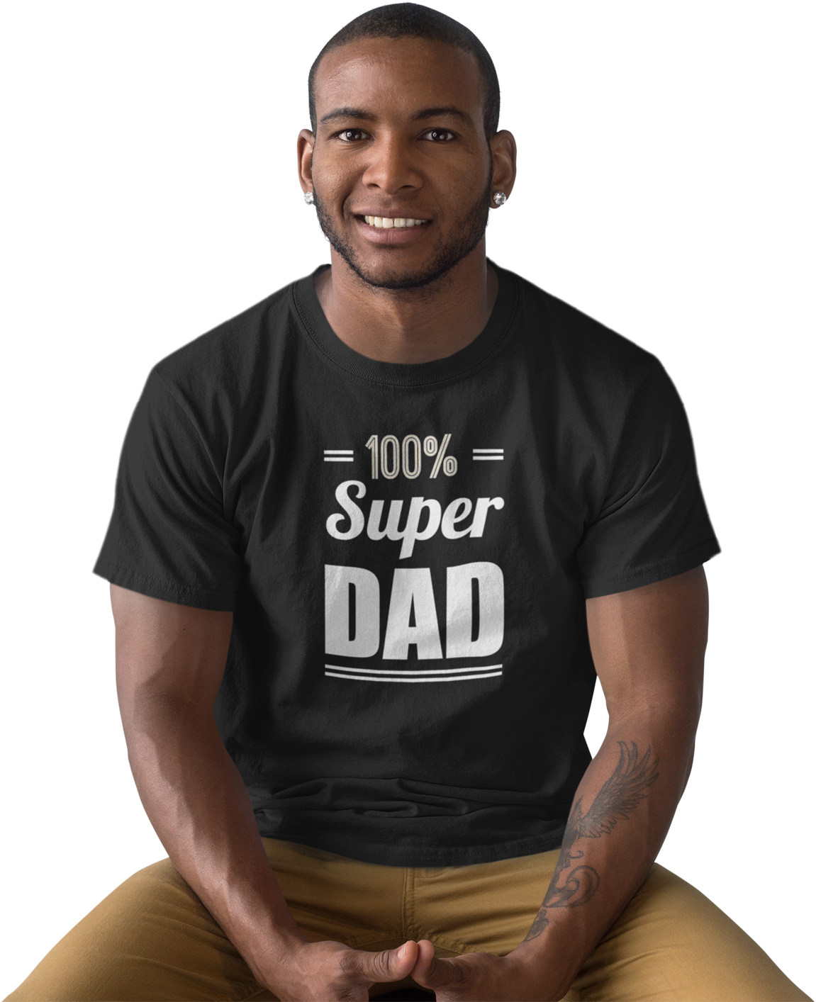 Super Dad T Shirt Man Sitting Smiling