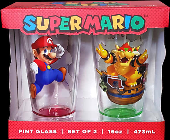 Super Mario Themed Pint Glasses