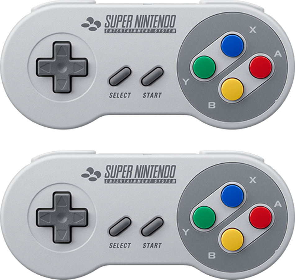 Super Nintendo Controllers Top View