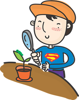 Superhero Boy Gardening Cartoon