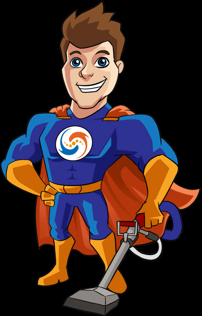 Superhero Cleaner Cartoon Character