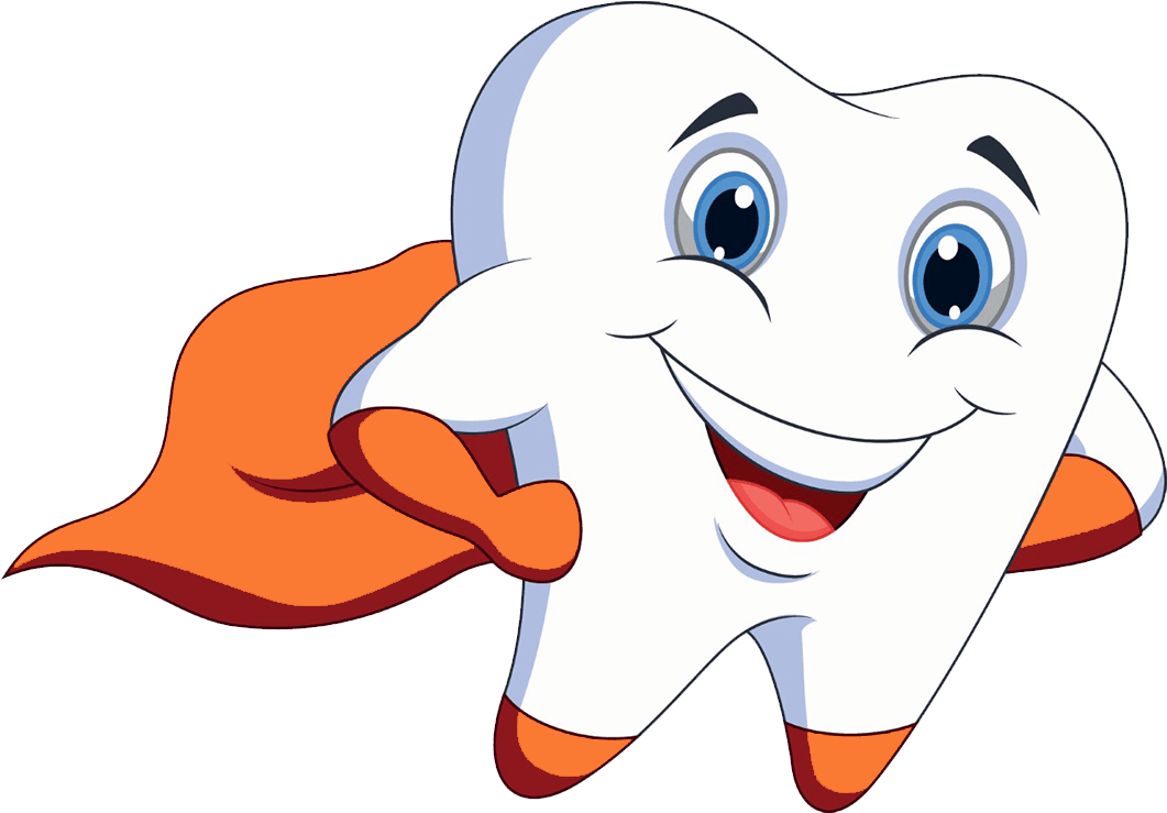 Superhero Tooth Cartoon Character