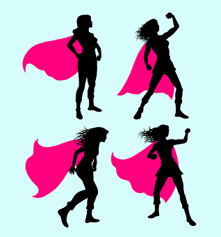 Superheroine Silhouettes Action Poses