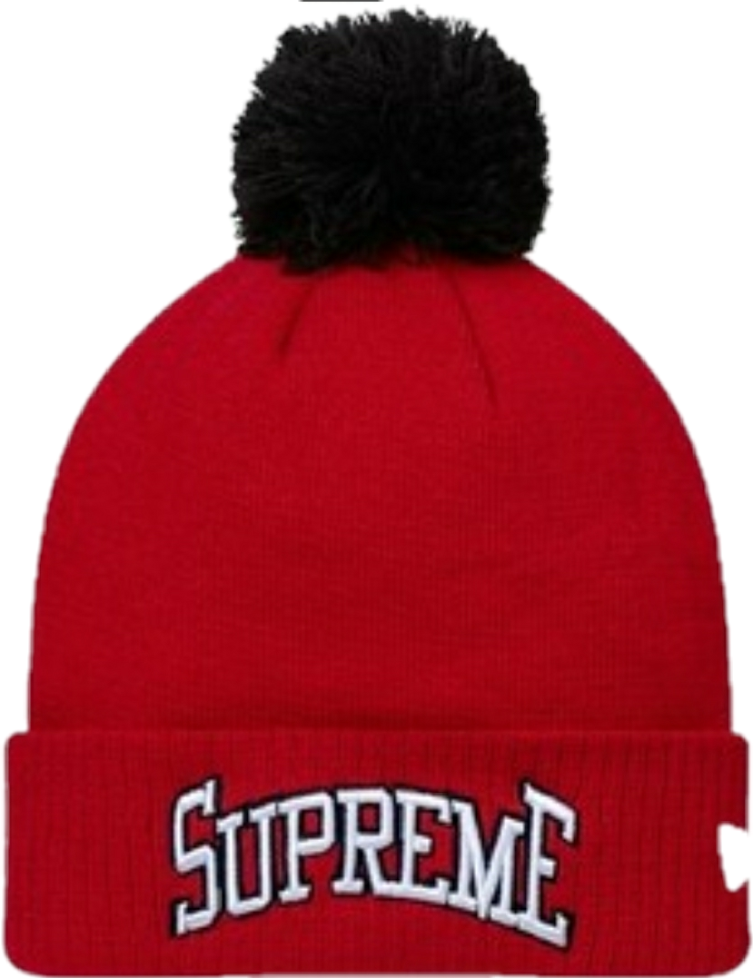 Supreme Branded Red Beanie With Pom