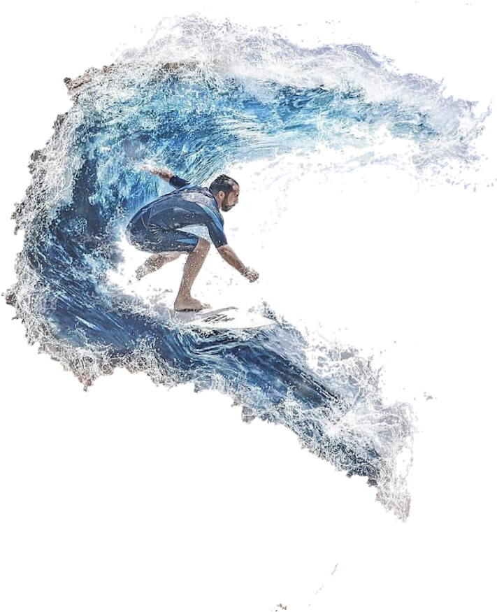 Surfer Riding Wave Artistic Representation