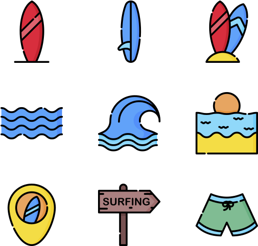 Surfing Icons Set