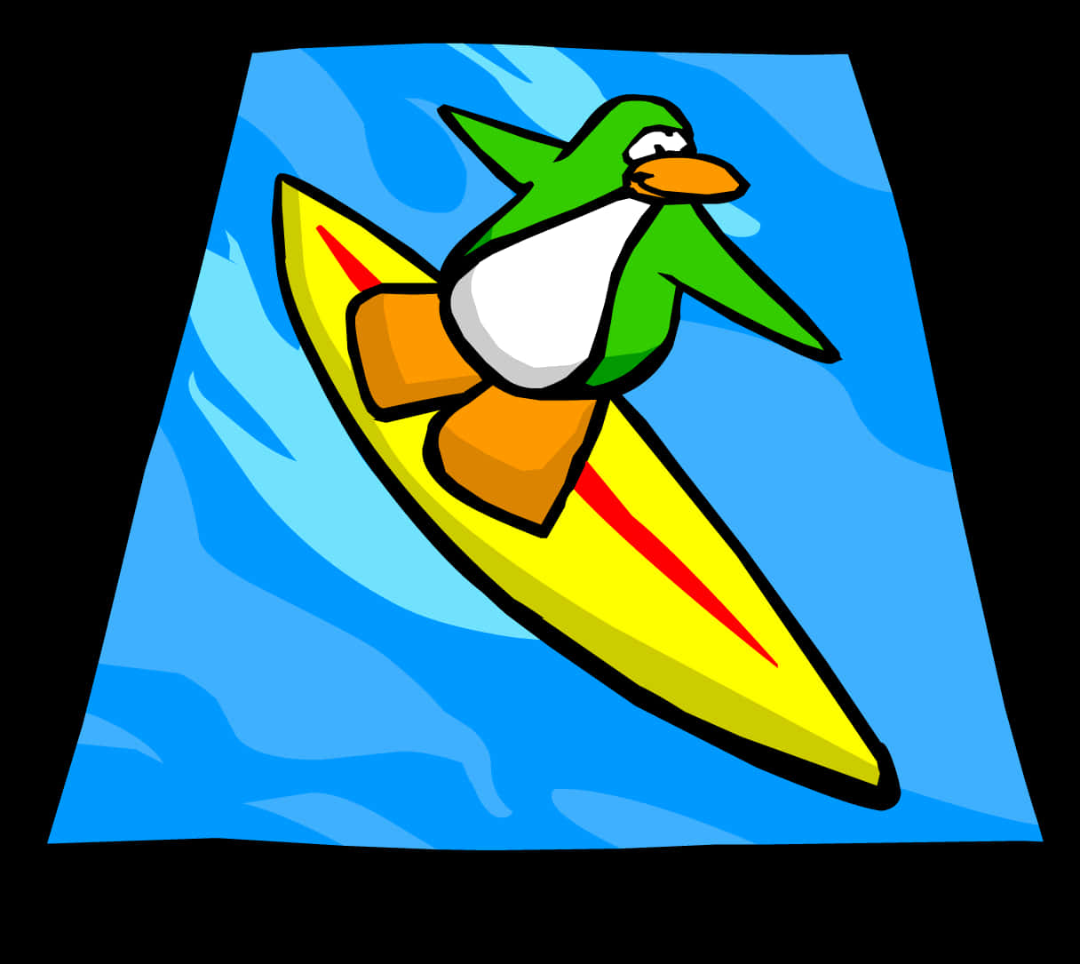 Surfing Penguin Cartoon