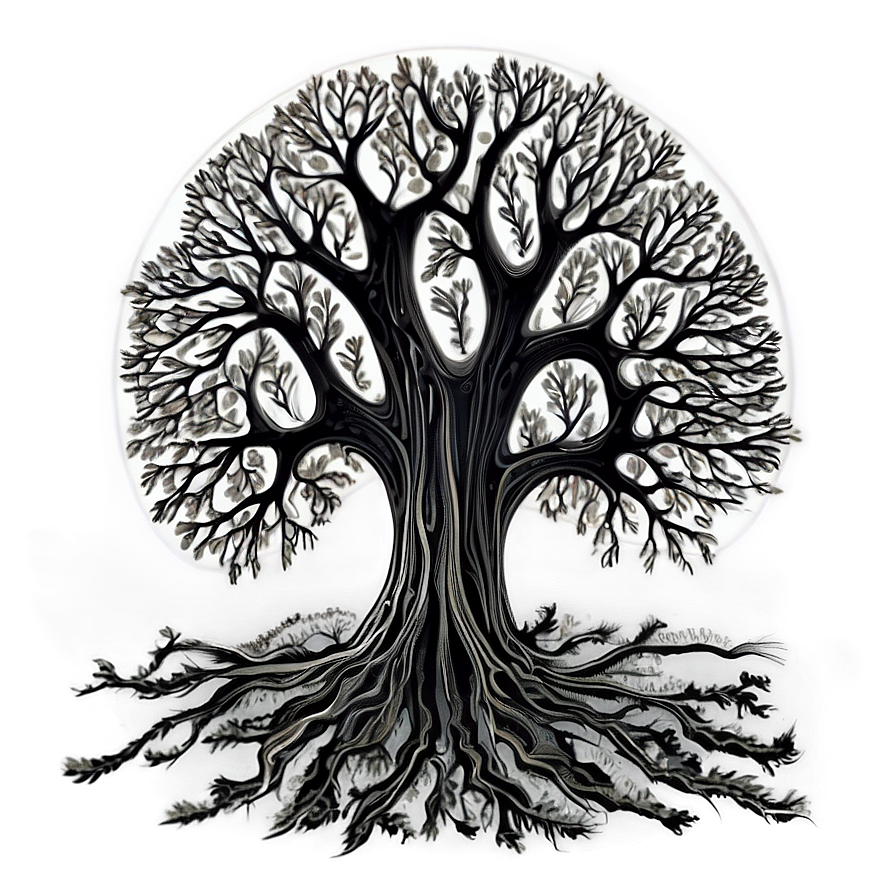 Surreal Black And White Tree Art Png Aec