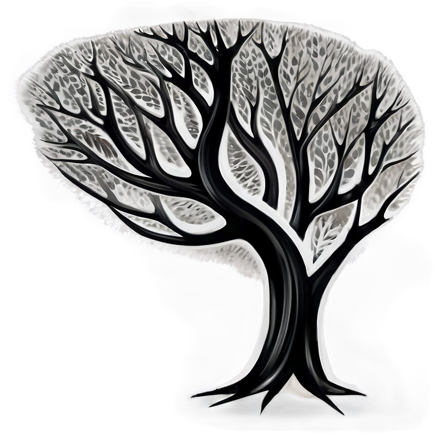 Surreal Black And White Tree Art Png Vmh36