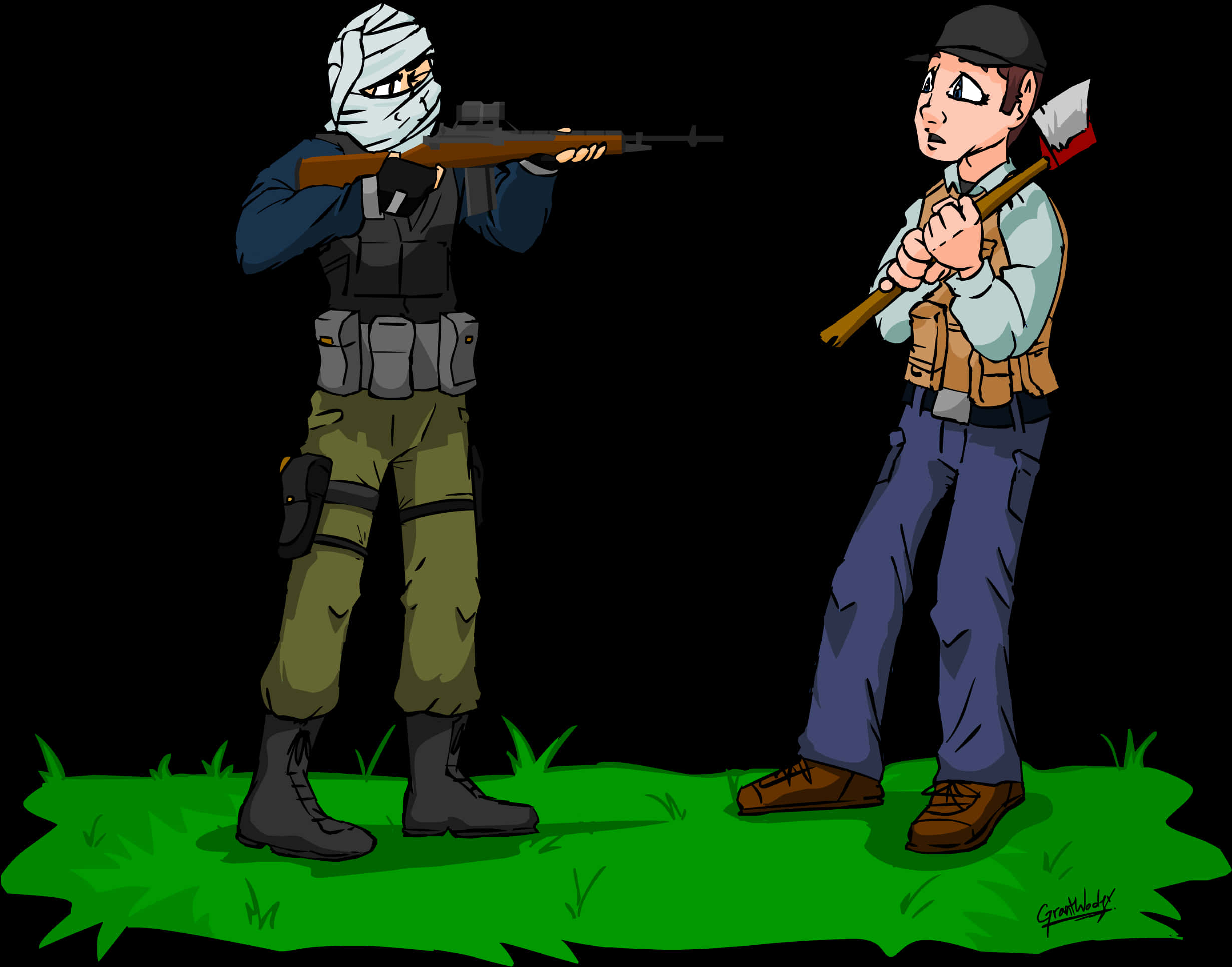 Survivorand Zombie Hunter Illustration