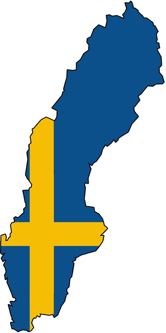 Sweden Map Outlinewith Flag