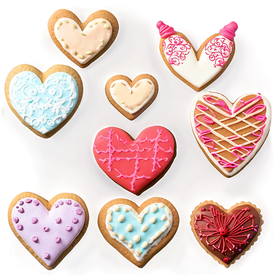 Sweet Valentine's Day Heart Cookies Png 42