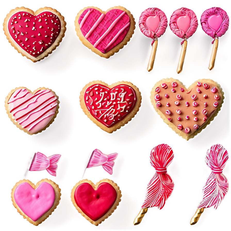 Sweet Valentine's Day Heart Cookies Png Nol67