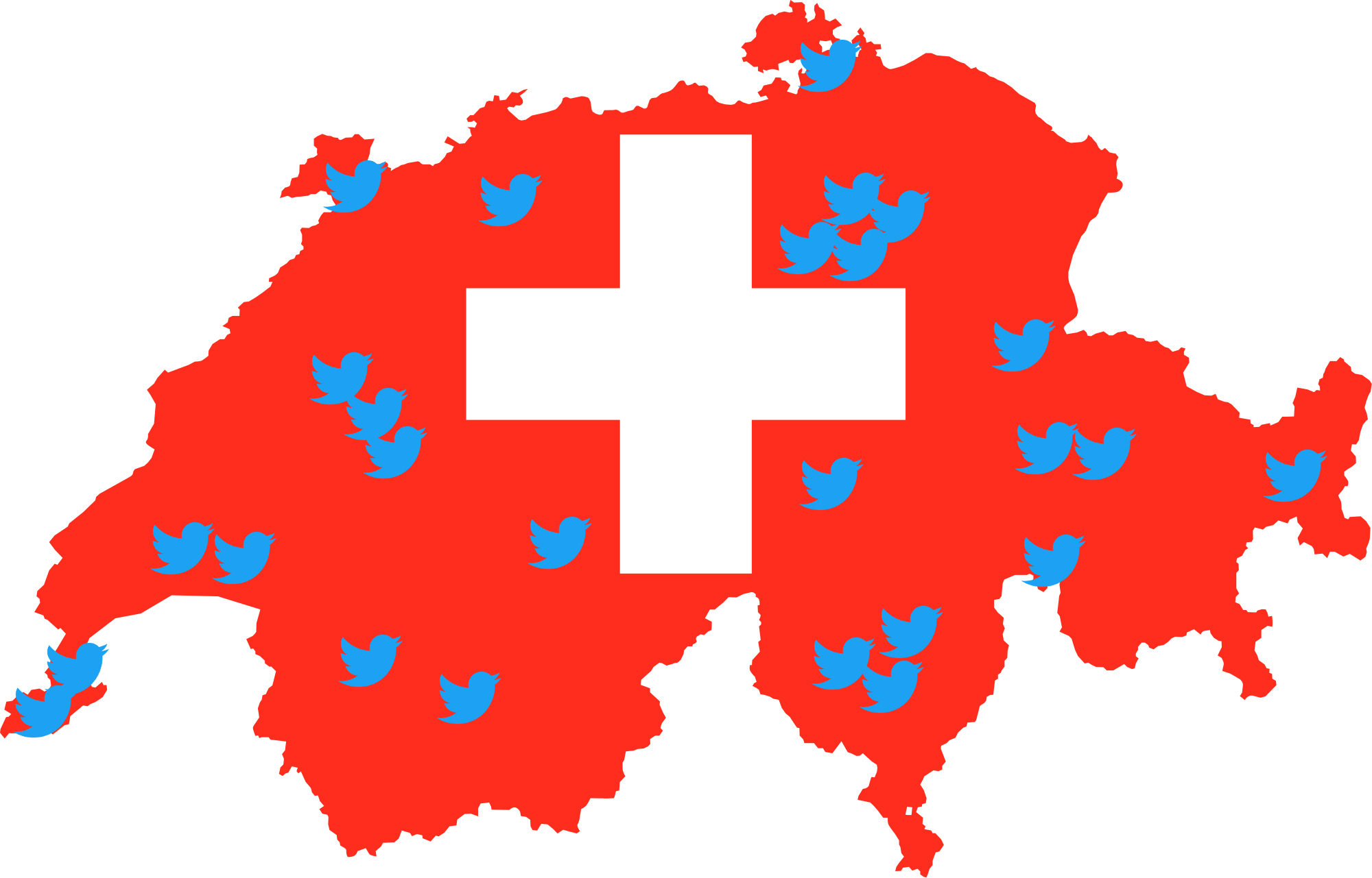 Switzerland Map Twitter Birds