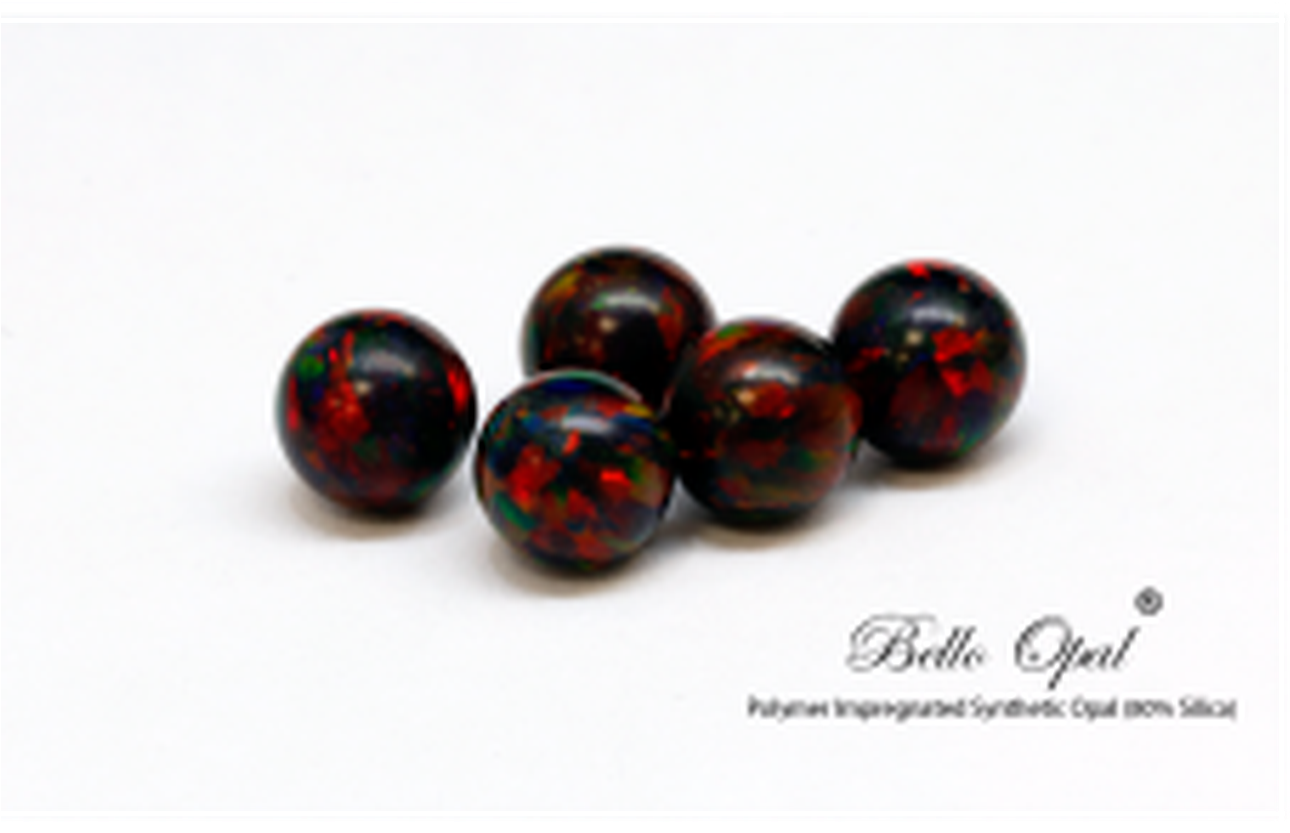 Synthetic Opal Beads Red Black Pattern