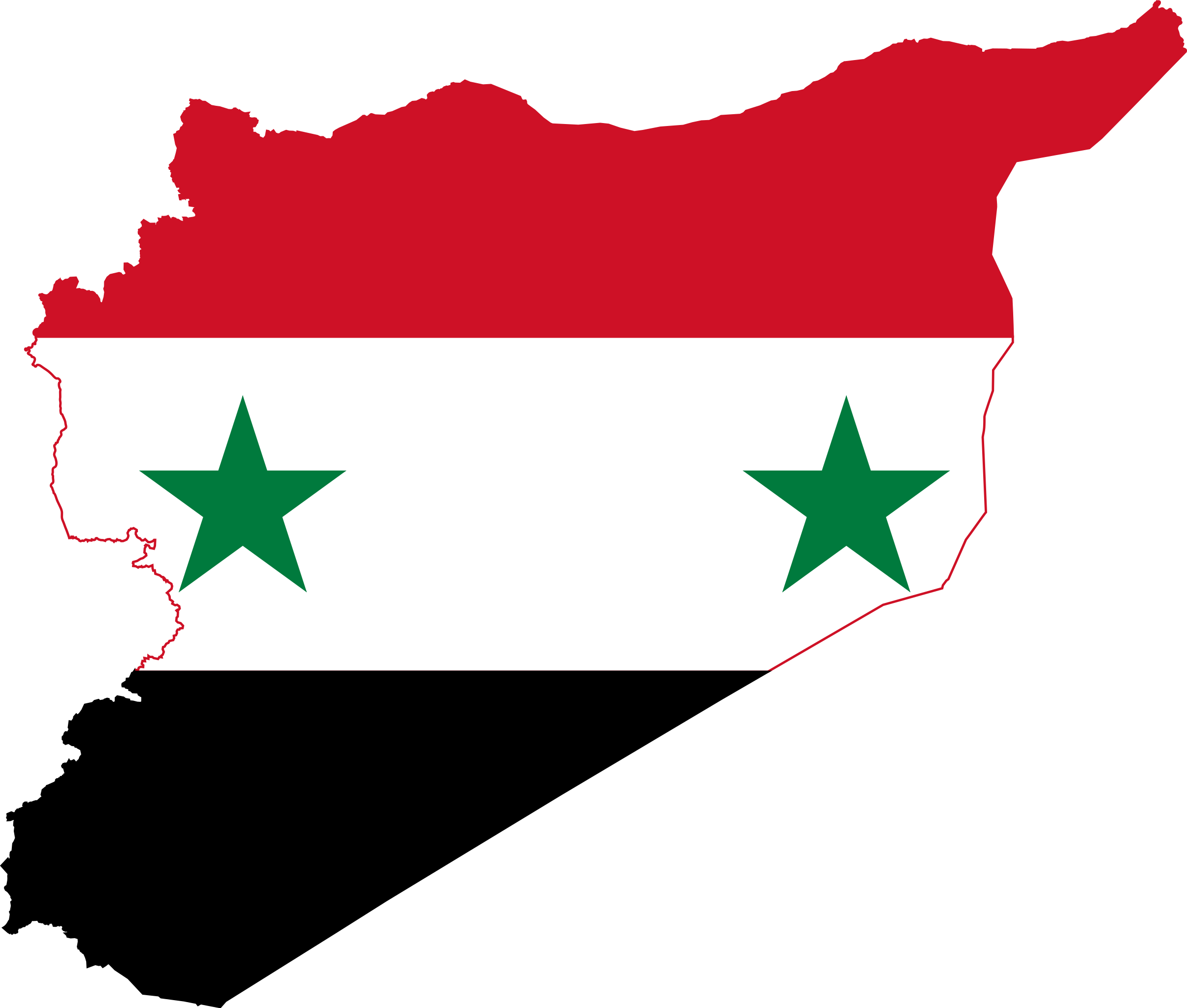 Syria Map Outlinedwith Flag