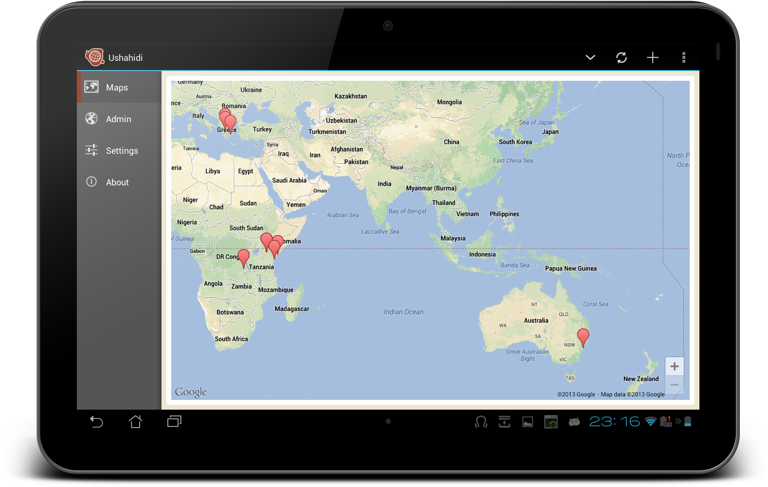 Tablet Map Application Interface