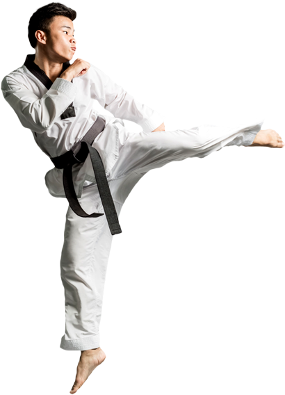 Taekwondo Black Belt Kick Action