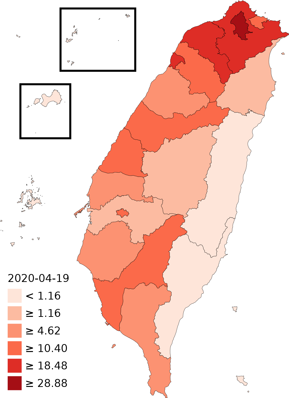 Taiwan C O V I D19 Case Density Map20200419