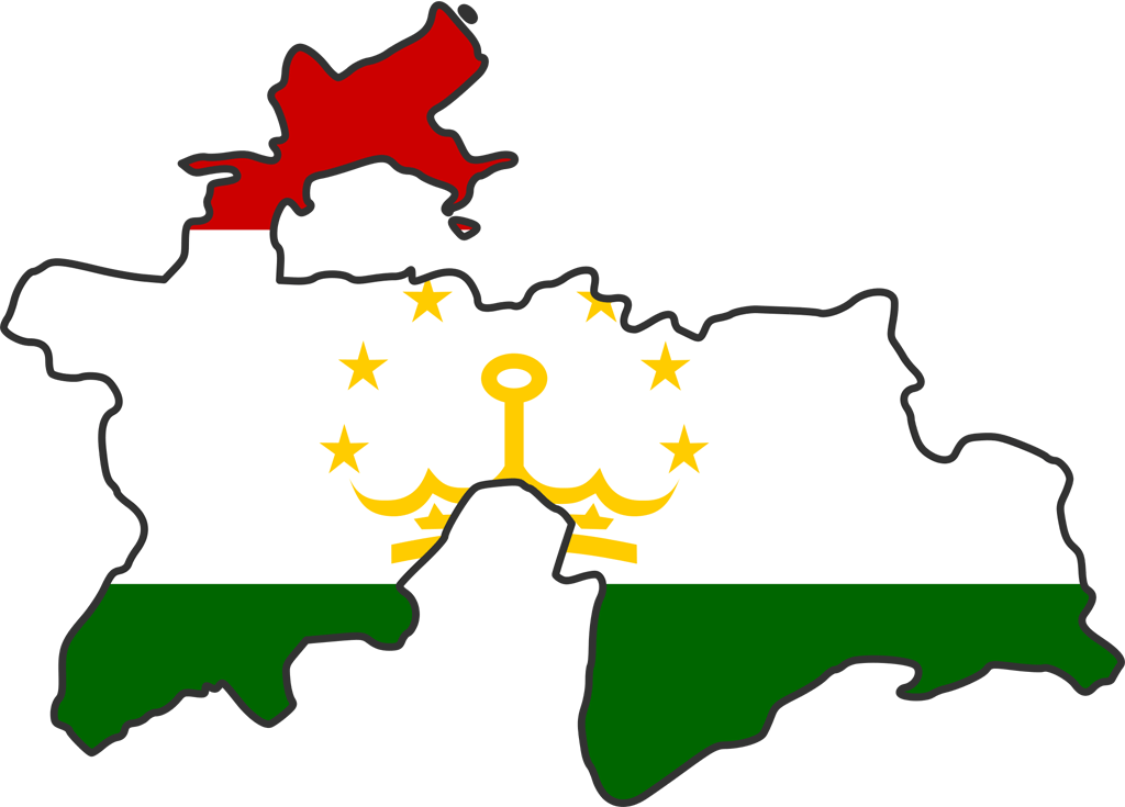 Tajikistan Map Outlined With Flag